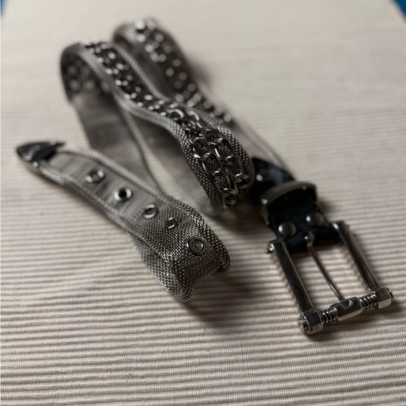 Silver Buckle Belt with Decorative Studs - Picture 1 of 6